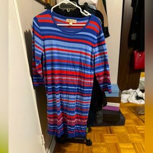 MICHAEL Michael Kors Striped Long Sleeve Sweater Dress